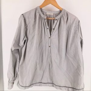 Ulla Johnson Tiny Stripe Cotton Blouse Top